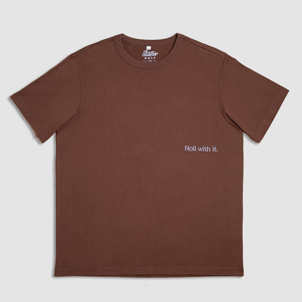 [51219739] Slater Golf Mens T-Shirt | Lifestyle | Roll With It | Dark Brown (S)