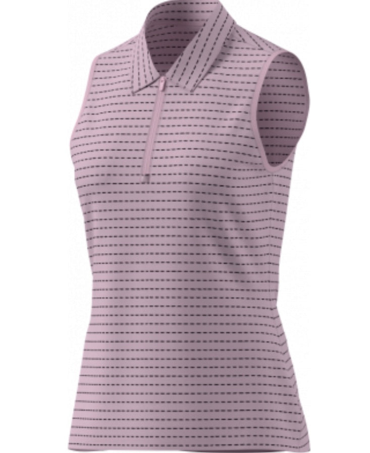 [KA5562S] Adidas Womens Golf Shirt | Ultimate365 Striped Clear Pink Sleeveless Polo (S)