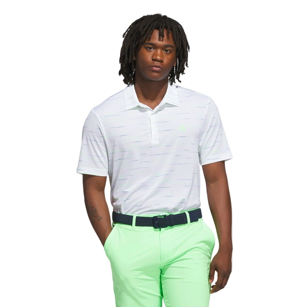 Adidas Mens Golf Shirt | Ultimate365 Mesh Glimmer Print Polo | White