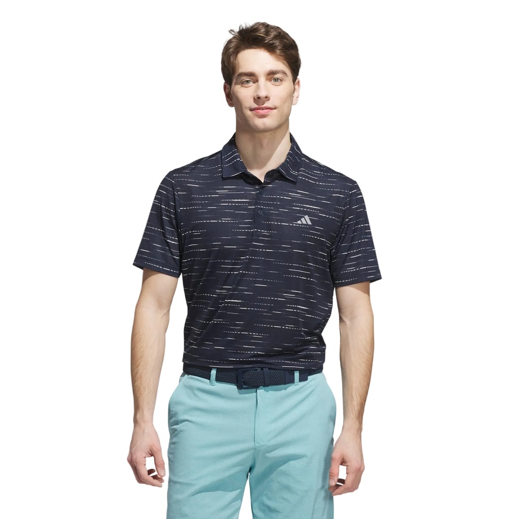 [JL5289S] Adidas Mens Golf Shirt | Ultimate365 Textured Print Polo | Collegiate Navy-White (S)
