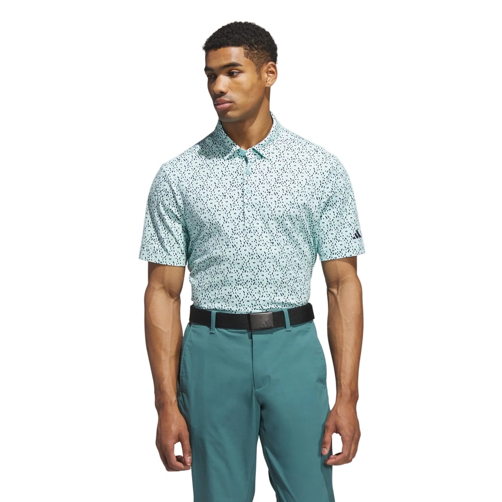 Adidas Mens Golf Shirt | Ultimate365 Micro Argyle Polo | Semi Flash Aqua - Collegiate Navy