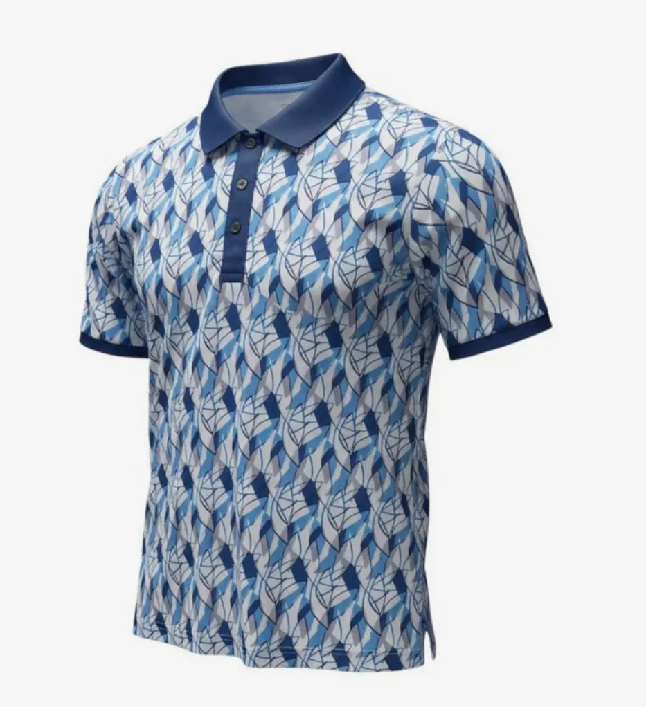 [2305678G-02] Cutter and Buck Womens Golf Shirts | Birdie Foliage Print | Navy (S)