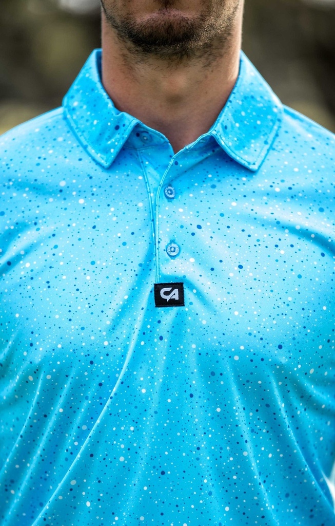 [CAMFS001] Custom Apparel Mens Funky Golf Shirt | Blue Paint Splatter (S)