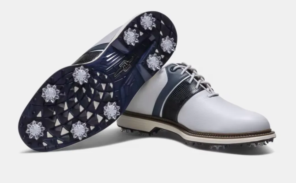 [54563070W] Footjoy Mens Golf Shoes | Premiere Series Packard | White-Navy-White (UK6)
