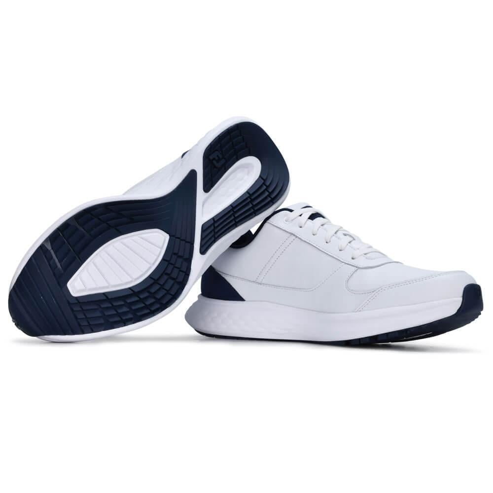 [50085070W] Footjoy Mens Golf Shoe | Hampton | White-White-Navy (UK6)