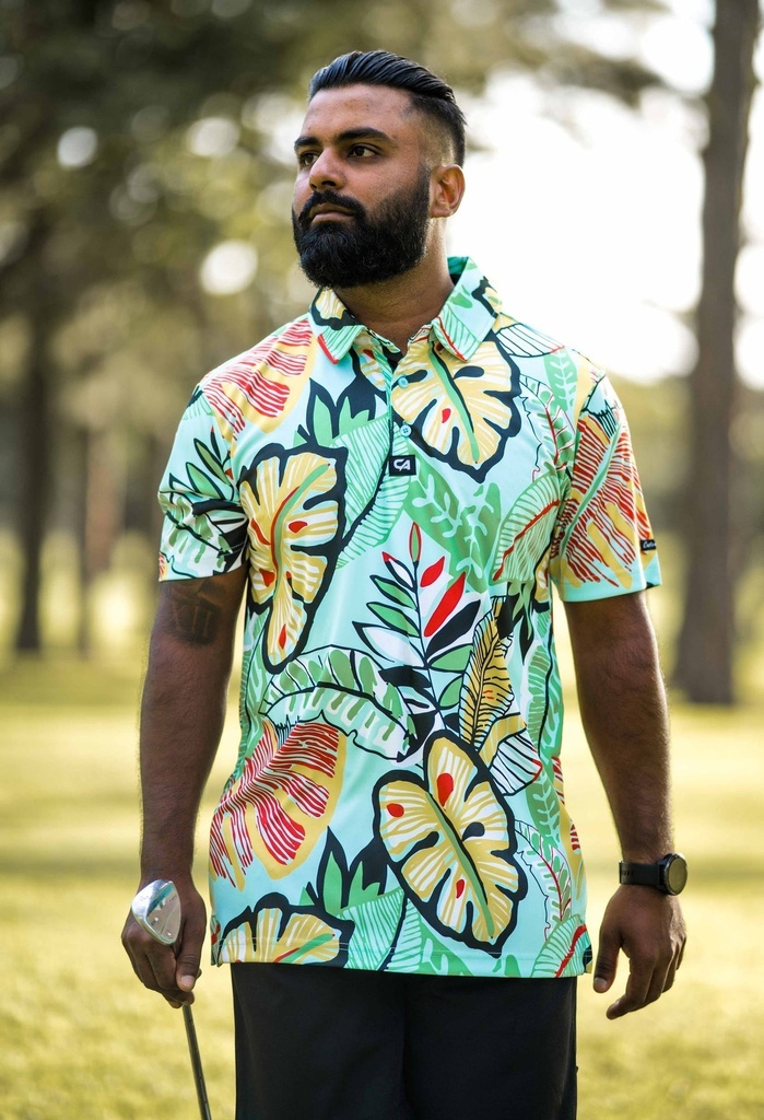 Custom Apparel Mens Funky Golf Shirt | Leafy Green