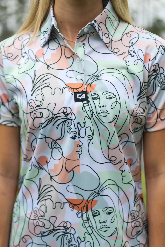 [CAWFS02] Custom Apparel Womens Golf Shirts | Funky | Artistic Faces (S)
