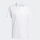 Adidas Mens Golf Shirt | Performance Textured Print | White/yellow