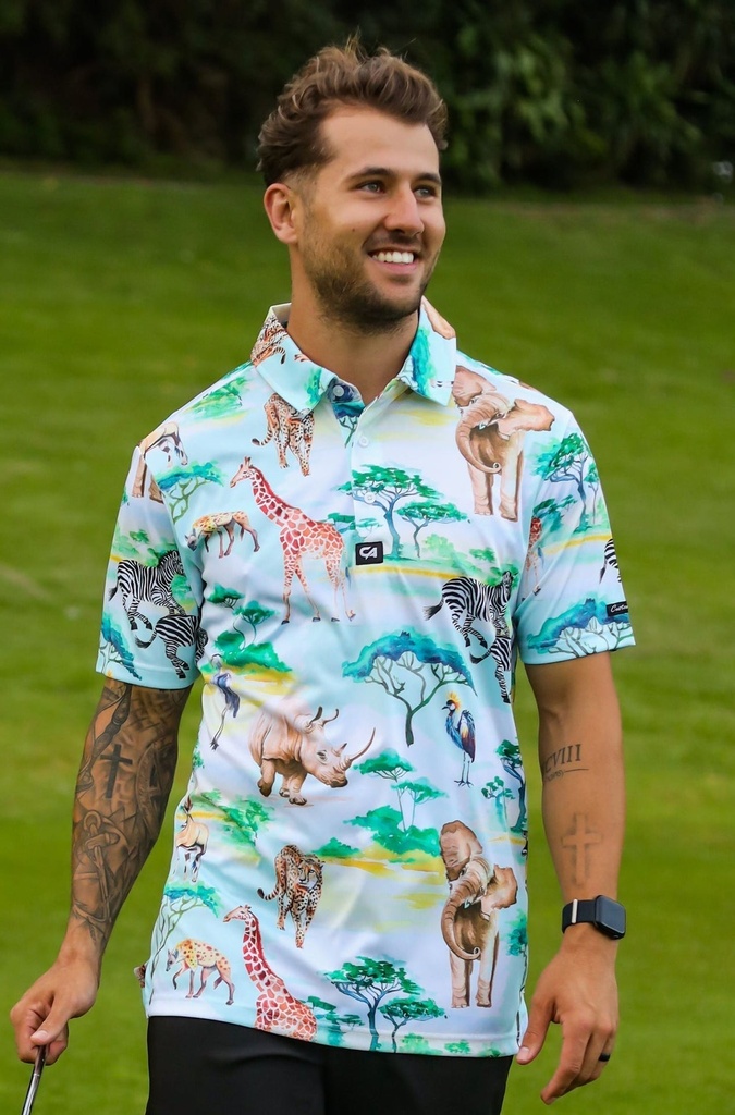 Custom Apparel Mens Funky Golf Shirt | Safari