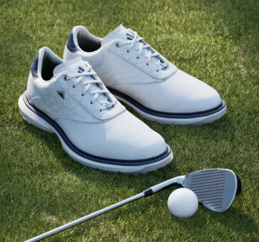 [JQ3492UK8] Adidas Mens Golf Shoes | MC70 SL | White/navy (UK8)