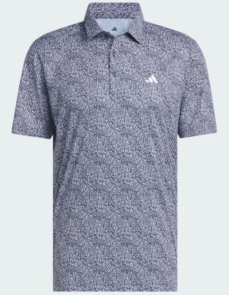 [KR9521S] Adidas Mens Golf Shirt | ULTIMATE365 FEATHER PRINT POLO | Grey/Navy (S)