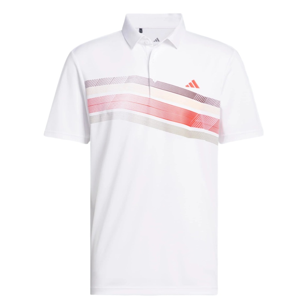 Adidas Mens Golf Shirt | Core Chest Stripe | White-Purple-Red