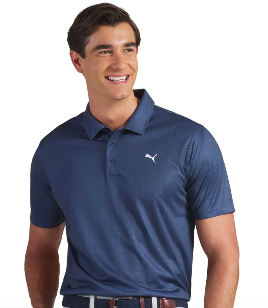 [63518202-S] Puma Golf Mens Shirts | Polo Pure 2.0 | Geo Diamond | Dark Indigo (S)