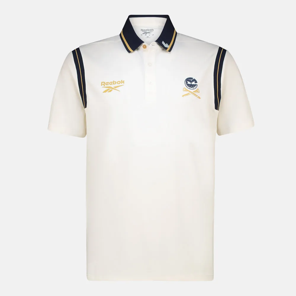 [HOS-011] Reebok Mens Golf Shirts | Polo Crushers | Varsity | Chalk -Gold-Navy (S)