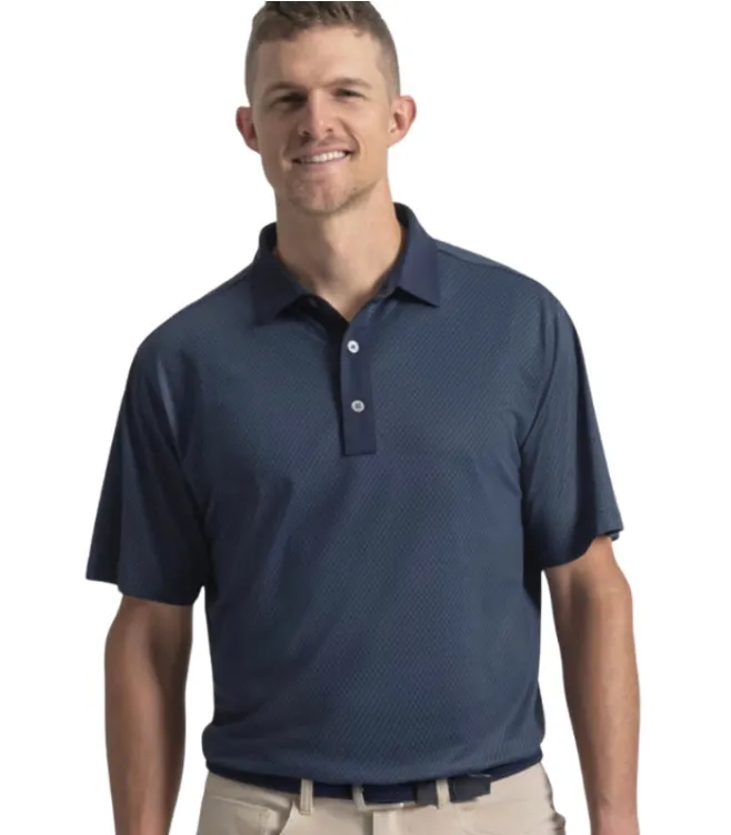 [39259S] Footjoy Mens Golf Shirt | EU Star Geo |  Jacquard Navy (S)
