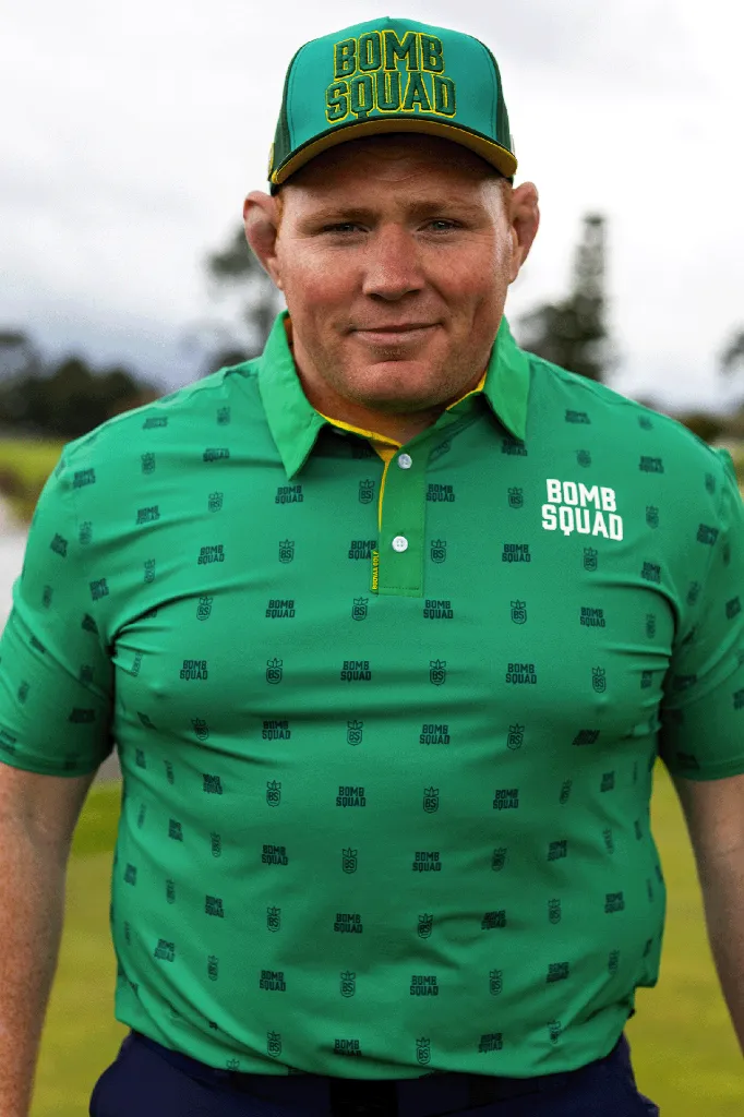 Booyaa Mens Golf Shirt | Bomb Squad Mamba | Green