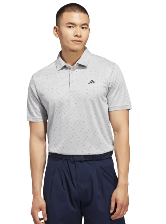 [JY5458S] Adidas Mens Golf Shirt | PERF TXT Print | Grey-Black (S)
