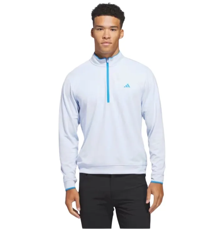 [KC4034S] Adidas Mens Golf Jacket | Core Lightweight | Quarter Zip | Baby Blue (S)