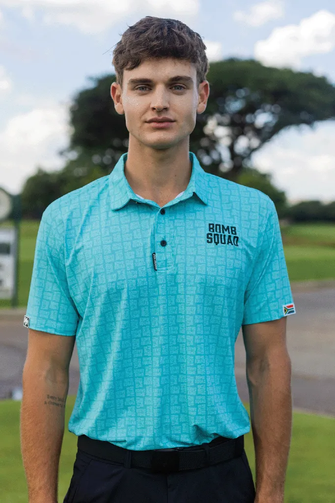 [G-BS-BOMB-BLUE-S] Booyaa Mens Golf Shirt | Bomb Squad | Blue (S)
