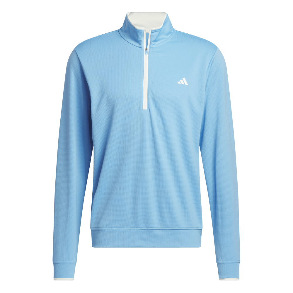 [IU4516S] Adidas Mens Golf Jersey | Lightweight 1-4 Zip | Light Blue (S)