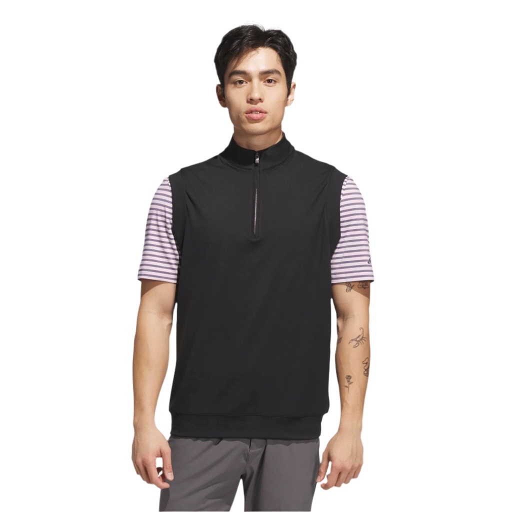 [JL5696S] Adidas Mens Golf Jacket | Sleeveless 1-4 Zip | Black (S)