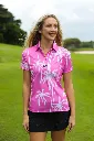 Custom Apparel Womens Funky Golf Shirt | Pink Tropics