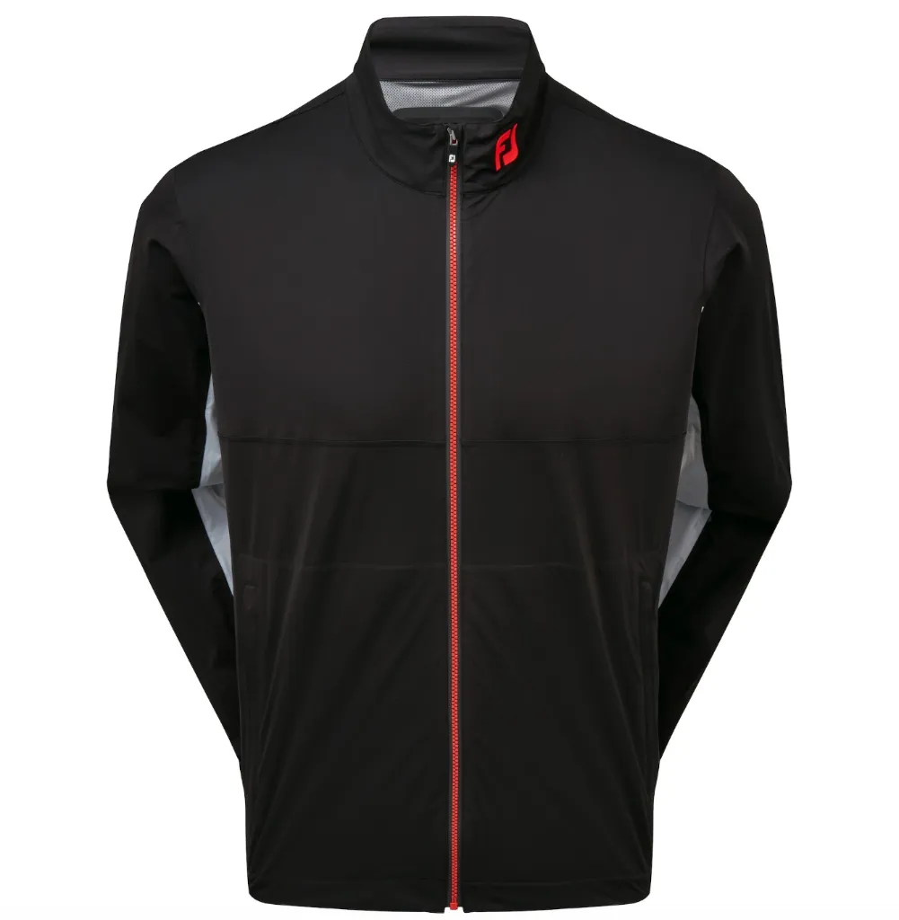 [87980S] Footjoy Mens Golf Jacket | Hydroknit | Black-Grey-Red (S)