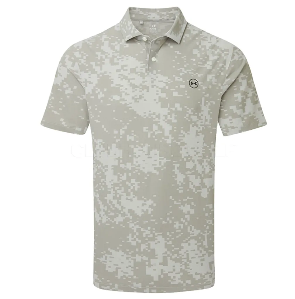 [6009724-069-M] Under Armour Mens Golf Shirt | Drive Chill | Printed Polo | Titanium (M)
