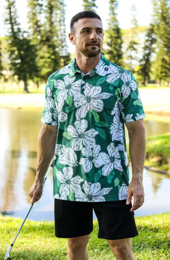 [HOS-2728] Custom Apparel Mens Golf Shirts | Airdry | Fairway Floral (S)