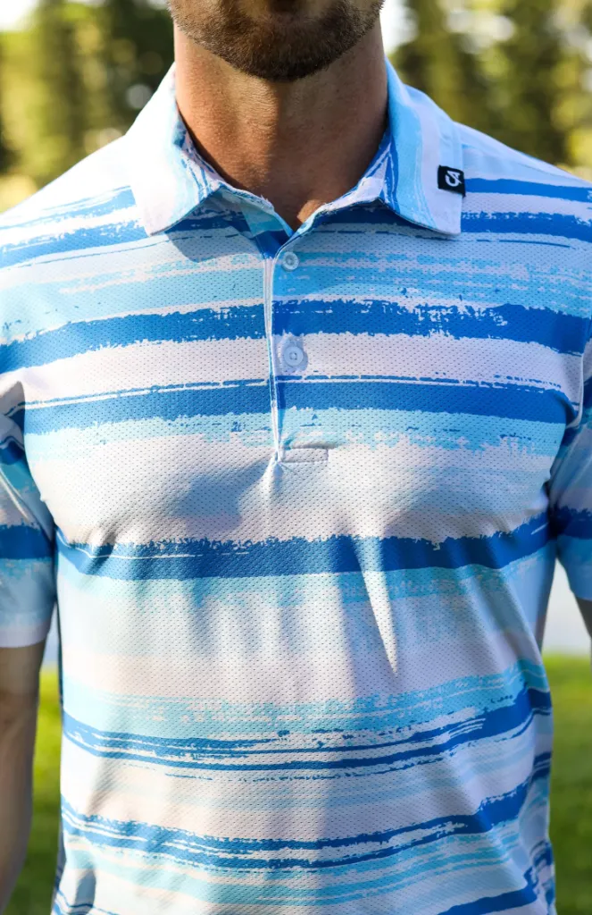 [HOS-2734] Custom Apparel Mens Golf Shirts | Airdry | Horizon Lines (S)