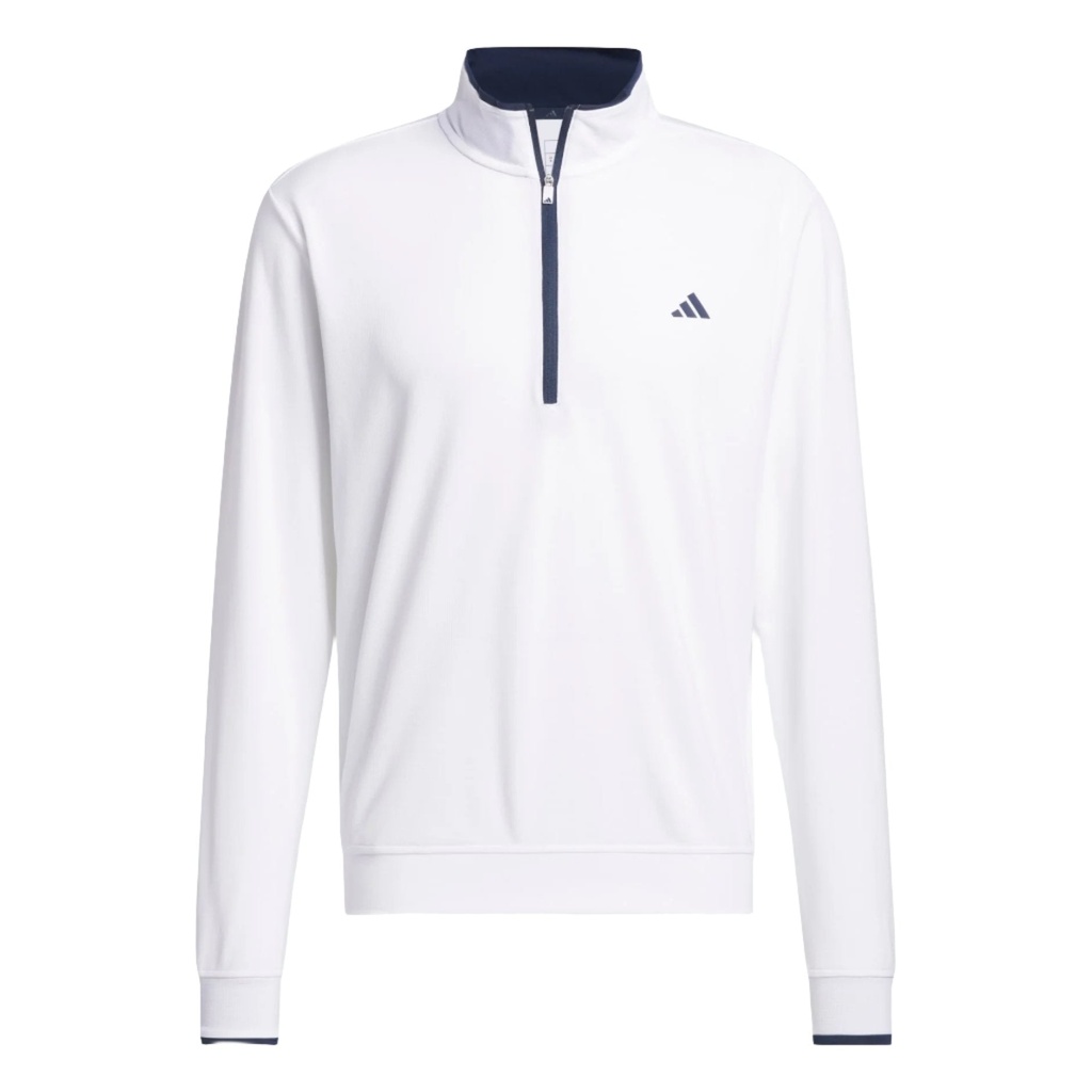 [IQ2962S] Adidas Mens Jersey | Lightweight 1-4 Zip | White (S)