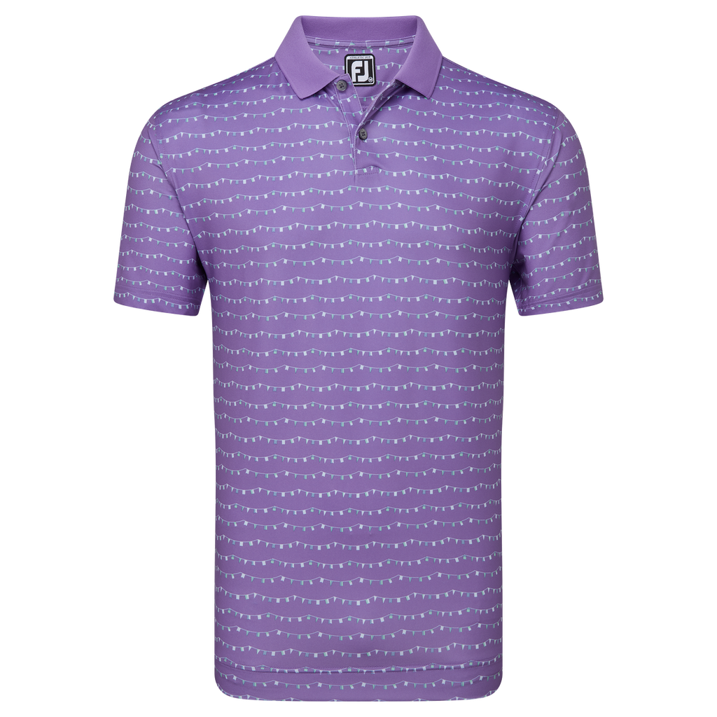 [81587S] Footjoy Mens Golf Shirt | Banner Print | Purple (S)