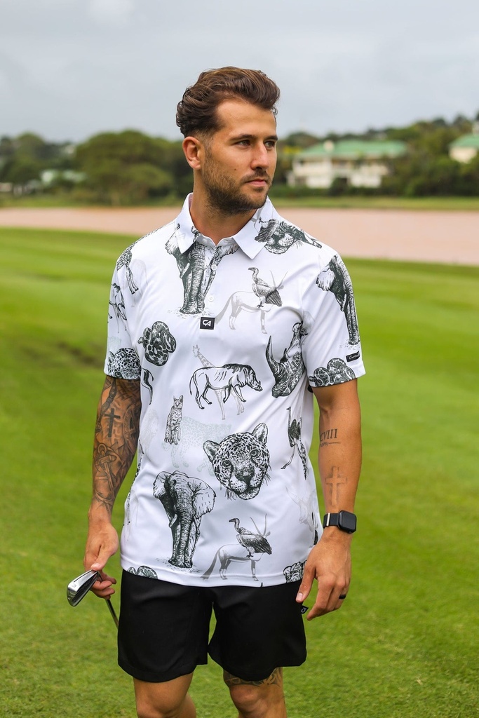 [CAMWA01] Custom Apparel Mens Funky Golf Shirt | Wild Animals (S)