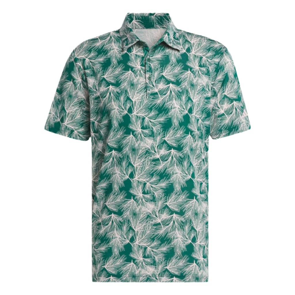 [IW1409S] Adidas Mens Golf Shirt | Pine Print | Green (S)