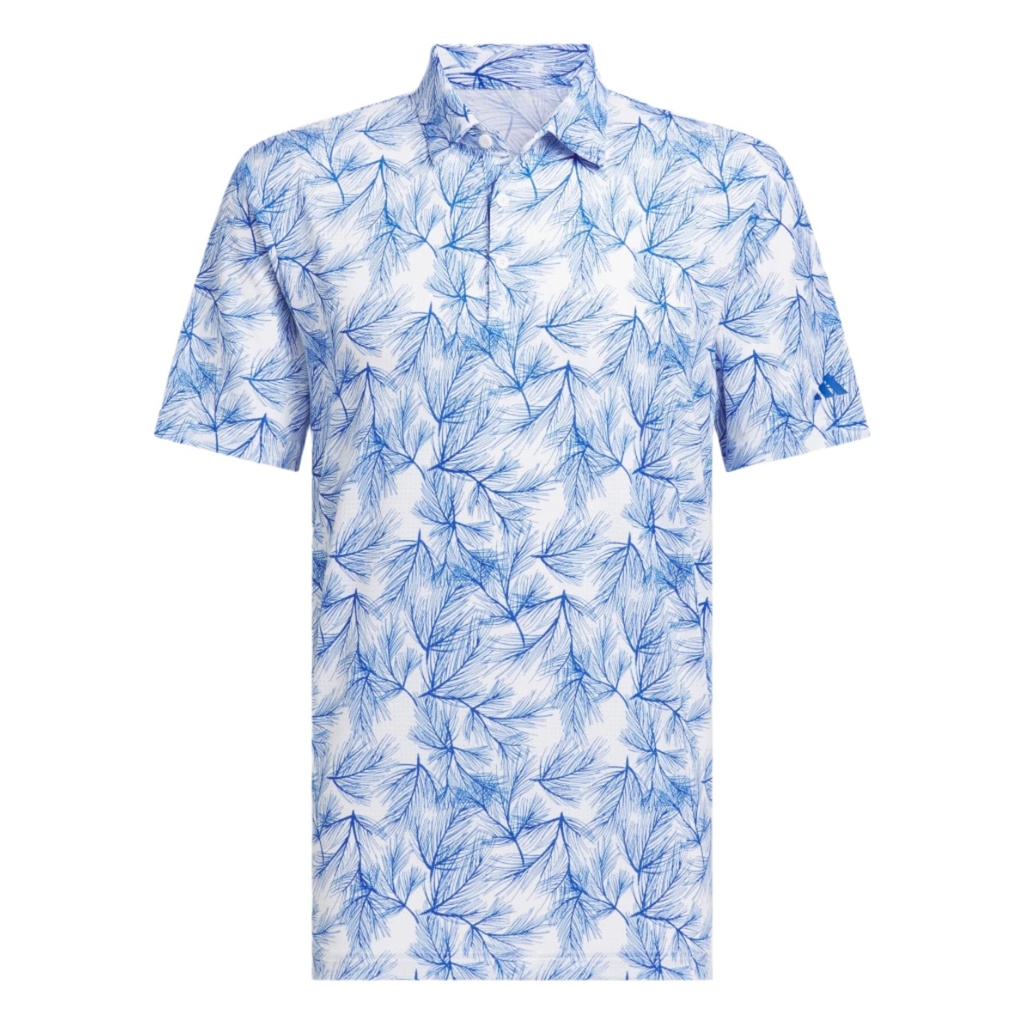 Adidas Mens Golf Shirt | Pine Print | Blue