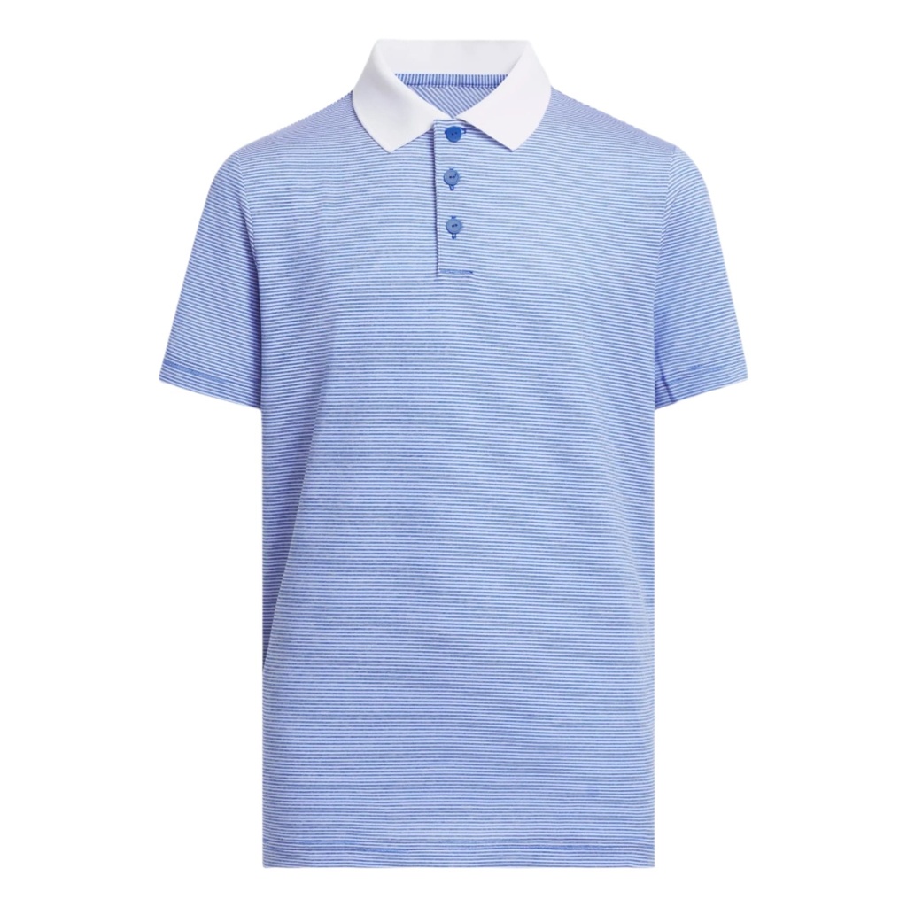 [IW1428S] Adidas Junior Boys Golf Shirt | Striped | Blue (S)