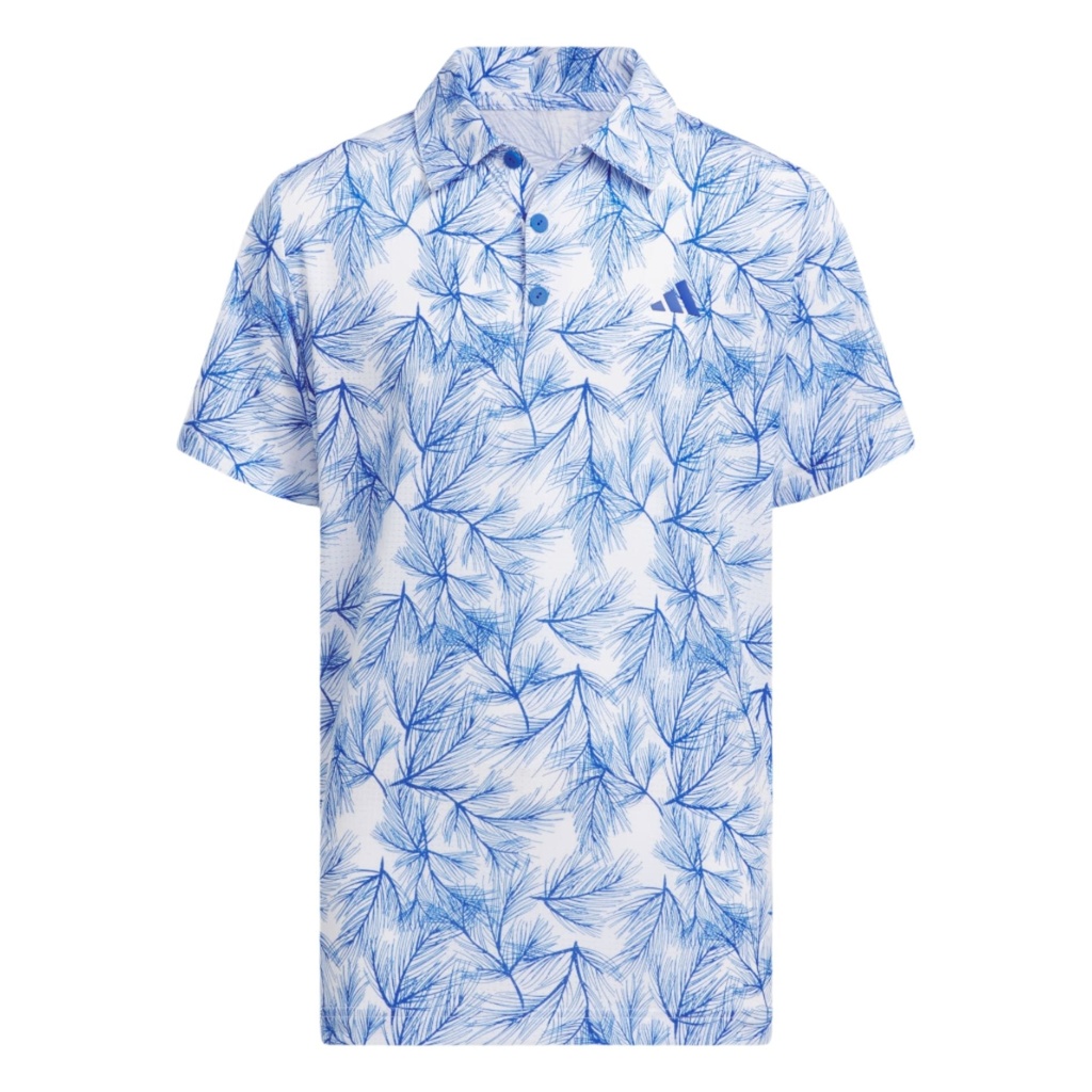[IW1210S] Adidas Junior Boys Golf Shirt | Script | Blue (S)
