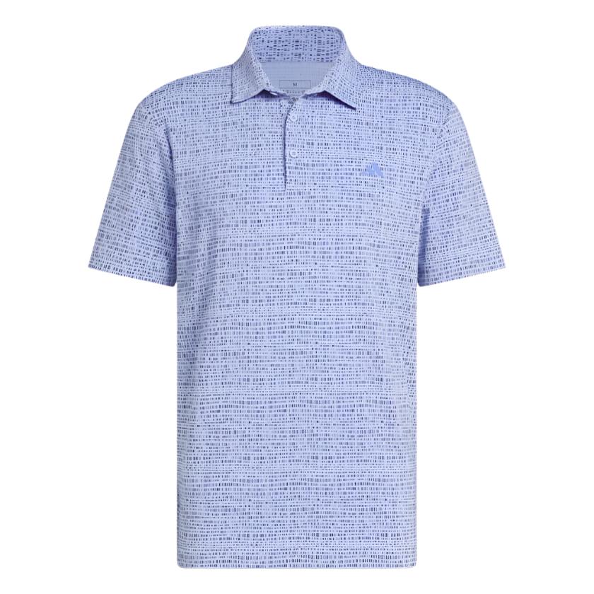 [IX2032S] Adidas Mens Golf Shirt | Power Grid Print | Blue (S)
