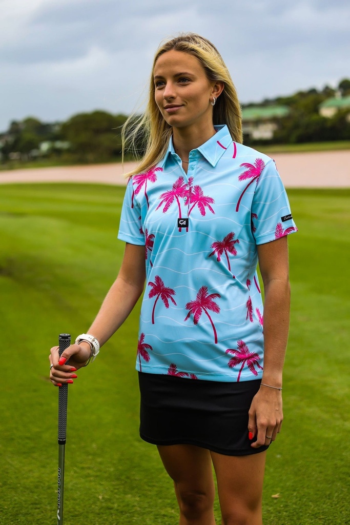 Custom Apparel Womens Golf Shirts | Funky | Palm Vibes