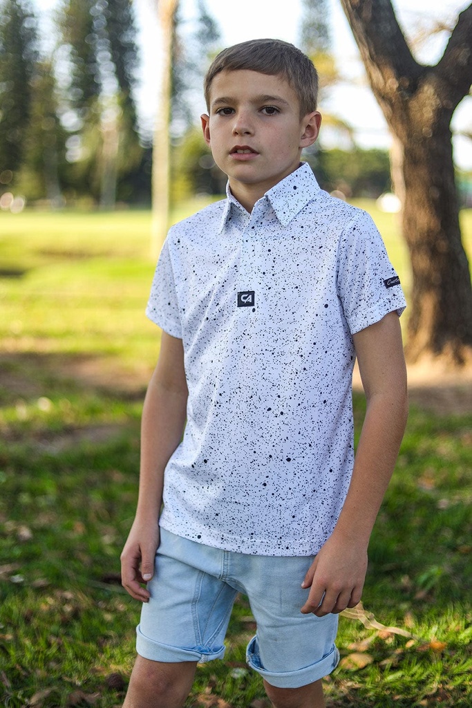 [CAJSIS03] Custom Apparel Junior Golf Shirt | Funky | Ink Splatter (7 to 8)