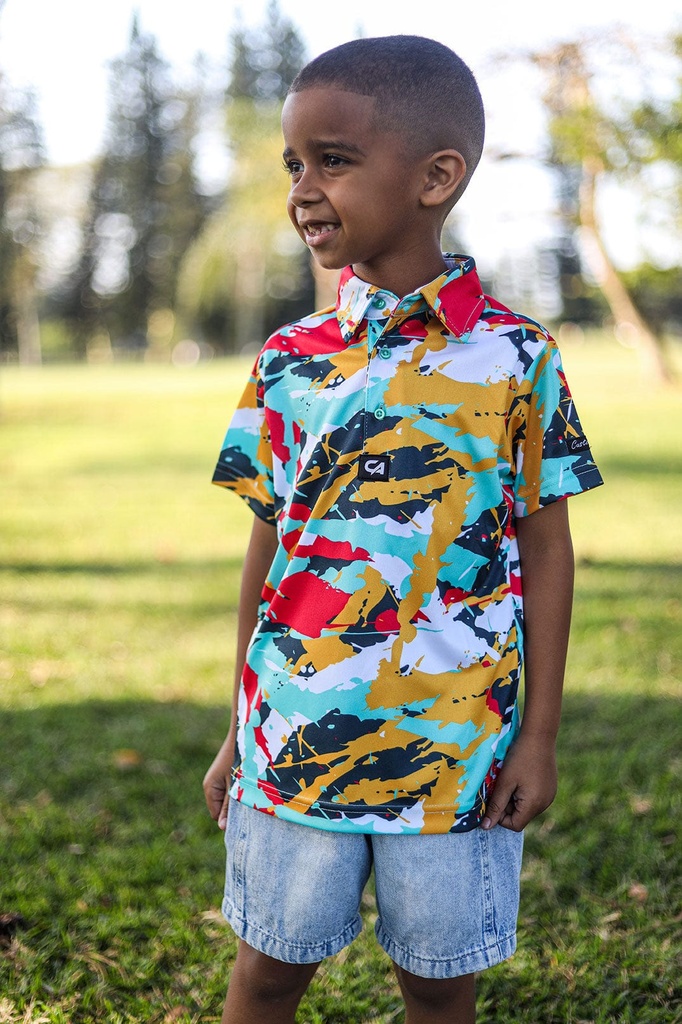 [9217323739371] Custom Apparel Junior Golf Shirt | Funky | SplashesandSmudges (7 to 8)
