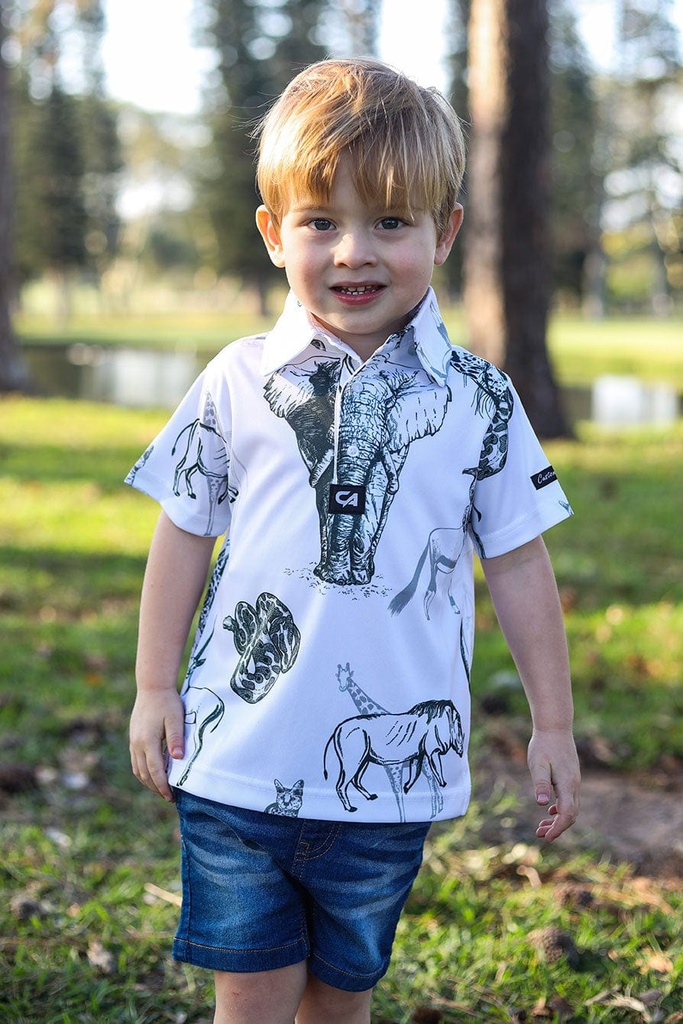 [CAJFSWA03] Custom Apparel Junior Golf Shirt | Funky | Wild Animals (7 to 8)