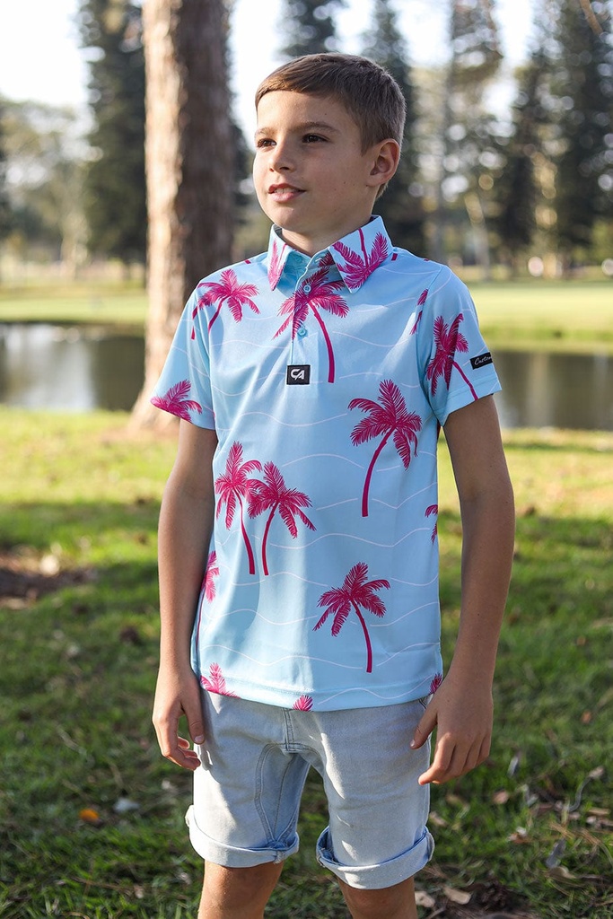 [CAJFSPV03] Custom Apparel Junior Golf Shirt | Funky | Palm Vibes (7 to 8)