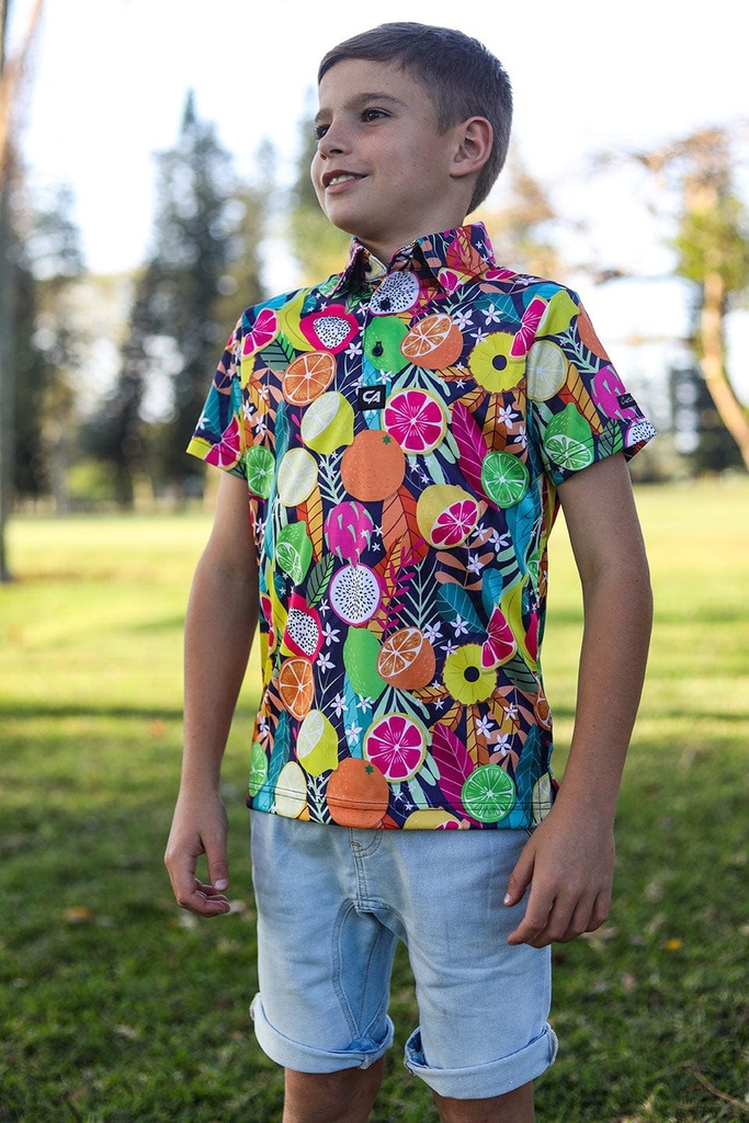 [CAFJSSF03] Custom Apparel Junior Golf Shirt | Funky | Summer Fruits (7 to 8)
