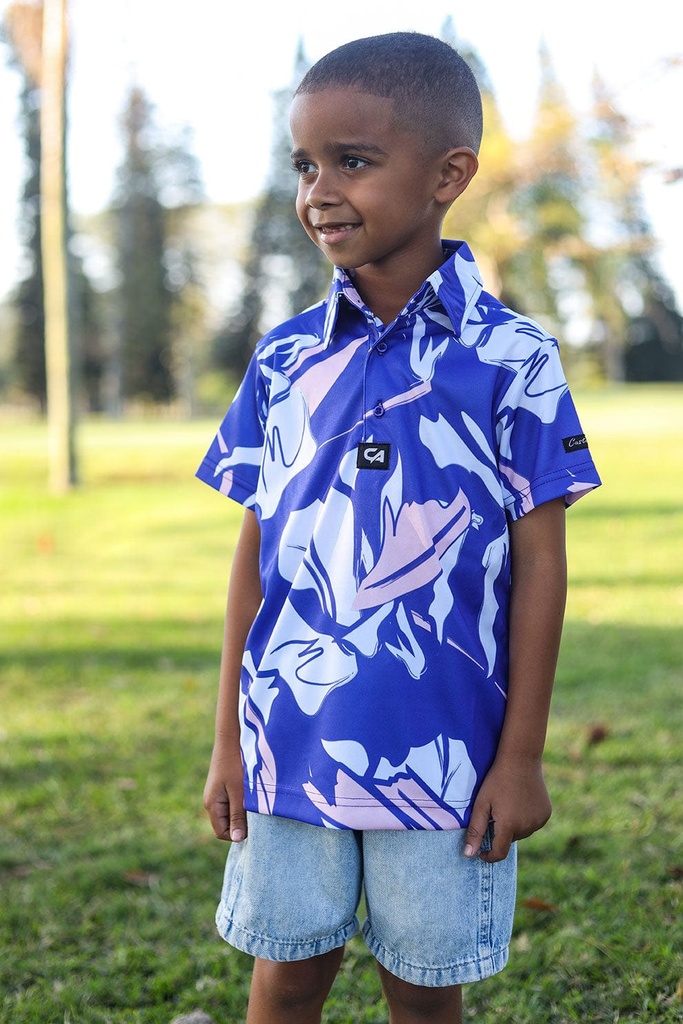 [CAJGSBBF03] Custom Apparel Junior Golf Shirt | Funky | BB Floral (7 to 8)