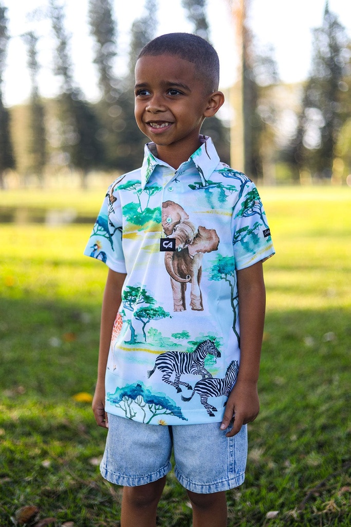 [CAJFSS03] Custom Apparel Junior Golf Shirt | Funky | Safari (7 to 8)