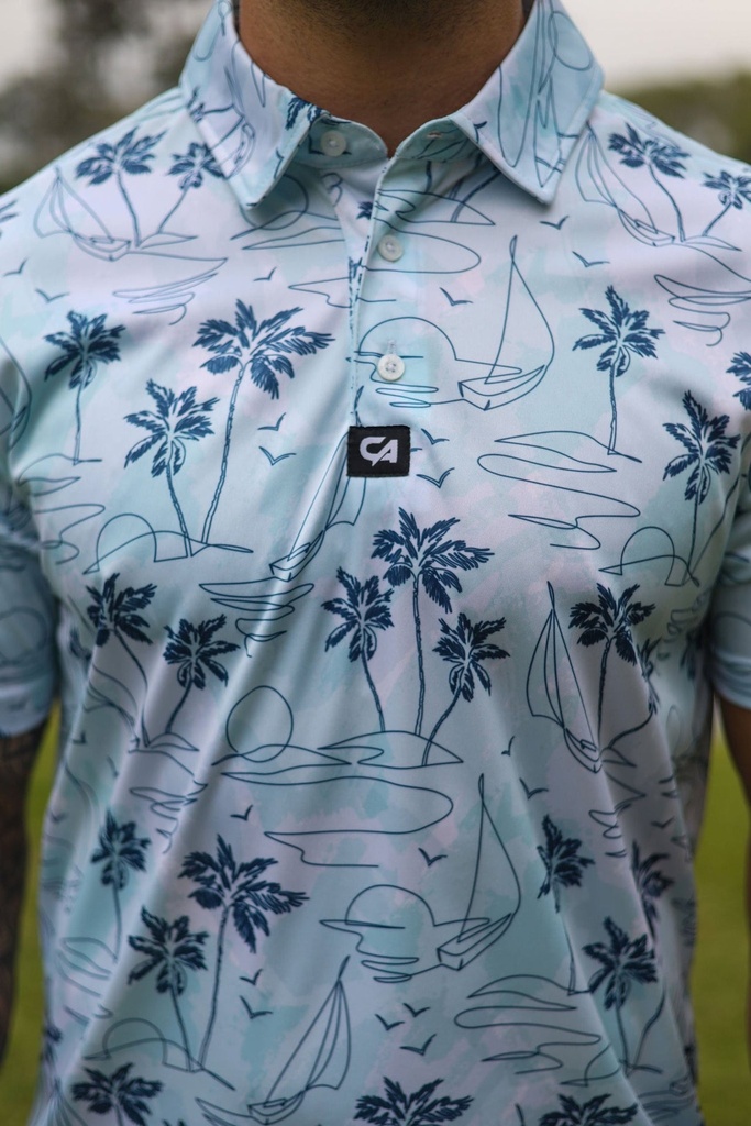 Custom Apparel Men Golf Shirts | Funky | Island Lines