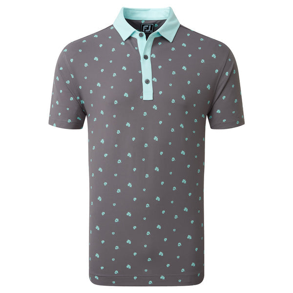 [80045XS] FOOTJOY MENS GOLF SHIRTS | EU SCATTERED FLORAL | LAVA (XS)