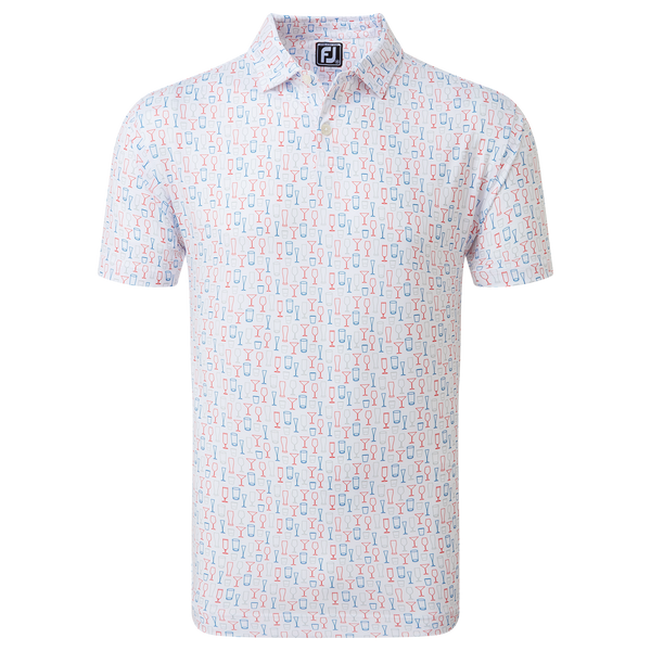 [80039XS] FOOTJOY MENS GOLF SHIRTS | EU SHORT SLEEVE PRINT | WHITE (XS)