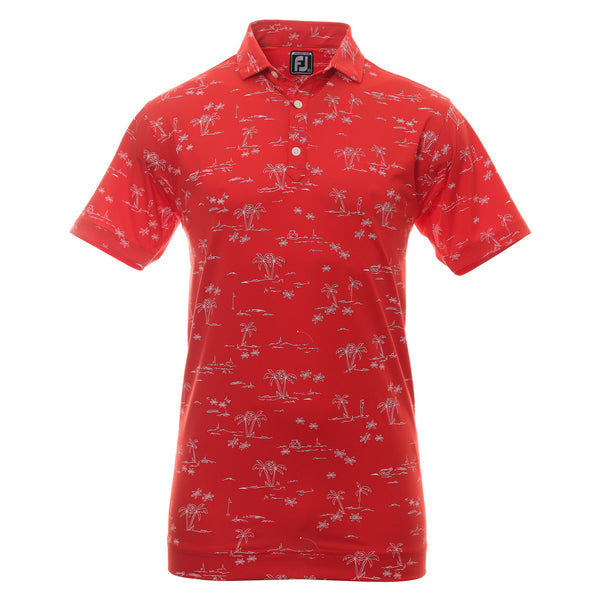 [80093XS] FOOTJOY MENS GOLF SHIRTS | EU TROPIC PRINT | RACING RED-WHITE (XS)